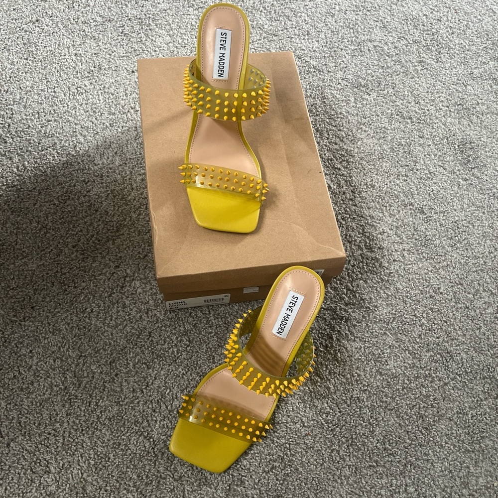 Steve Madden Yellow Slide Sandals with Studded Detail